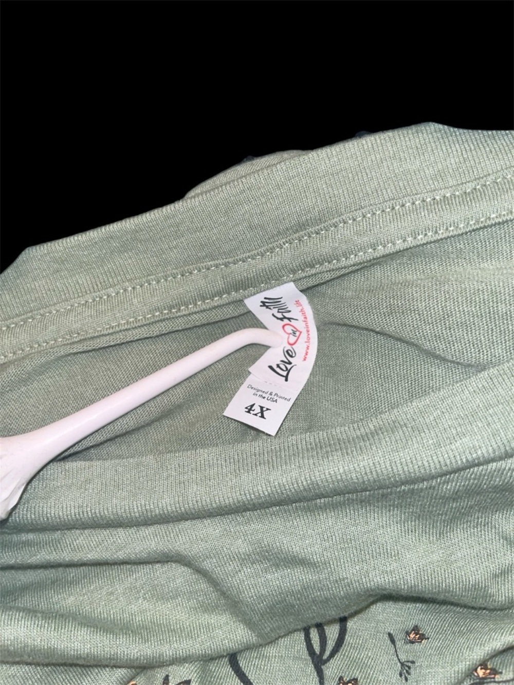 4X Love in Faith Mint Green Long Sleeve Graphic Top - Picture 4 of 5